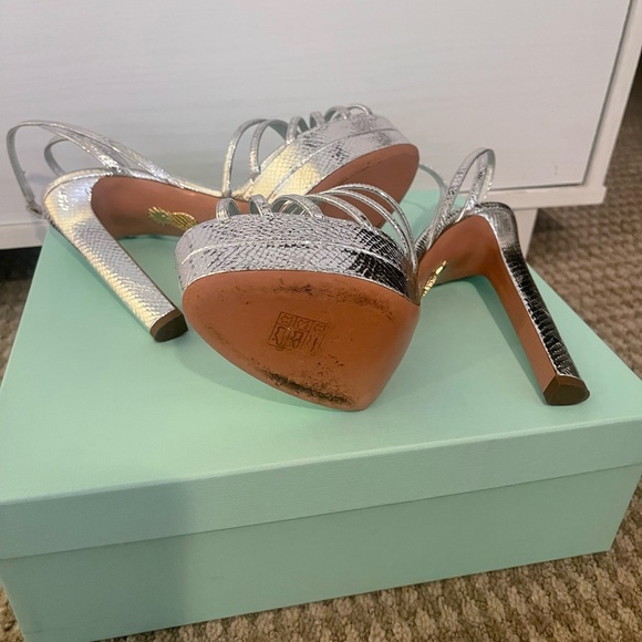 Aquazurra Flow Metallic Leather Platform Sandal Heels - Picture 5 of 6